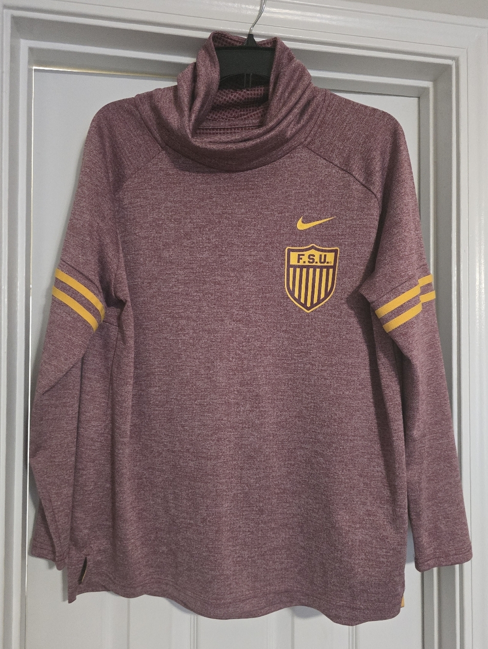 Nike Maroon Cowl Neck Pullover with Yellow Accents